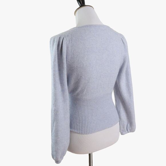 Madewell Size S Merino Wool Blend Sweater Cozy Yarn Surplice Blue - Picture 4 of 11
